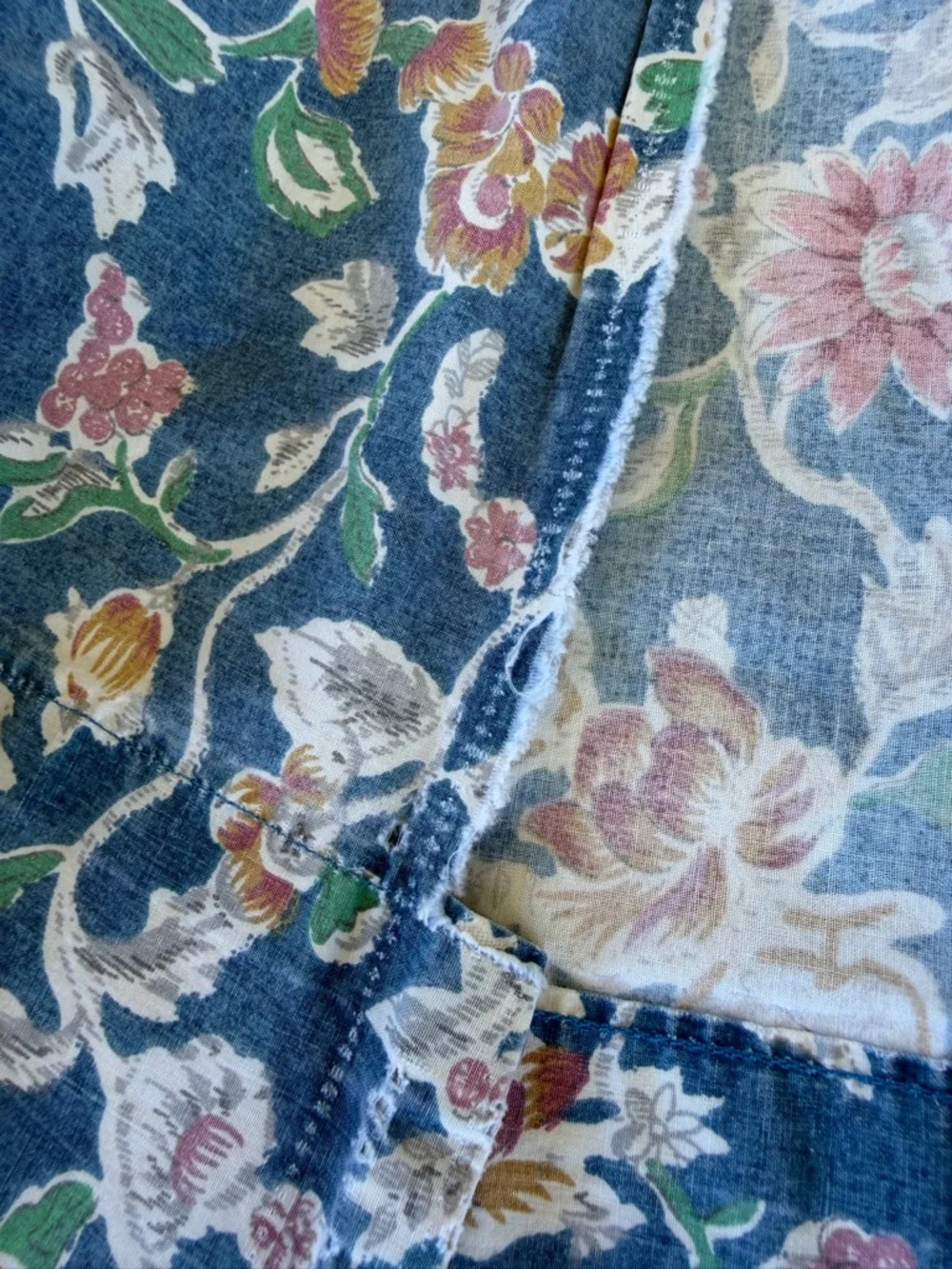 VTG Ralph Lauren Jardin Blue 3-Piece Sheet Set Blue Floral 90s 100% Cotton FLAWS